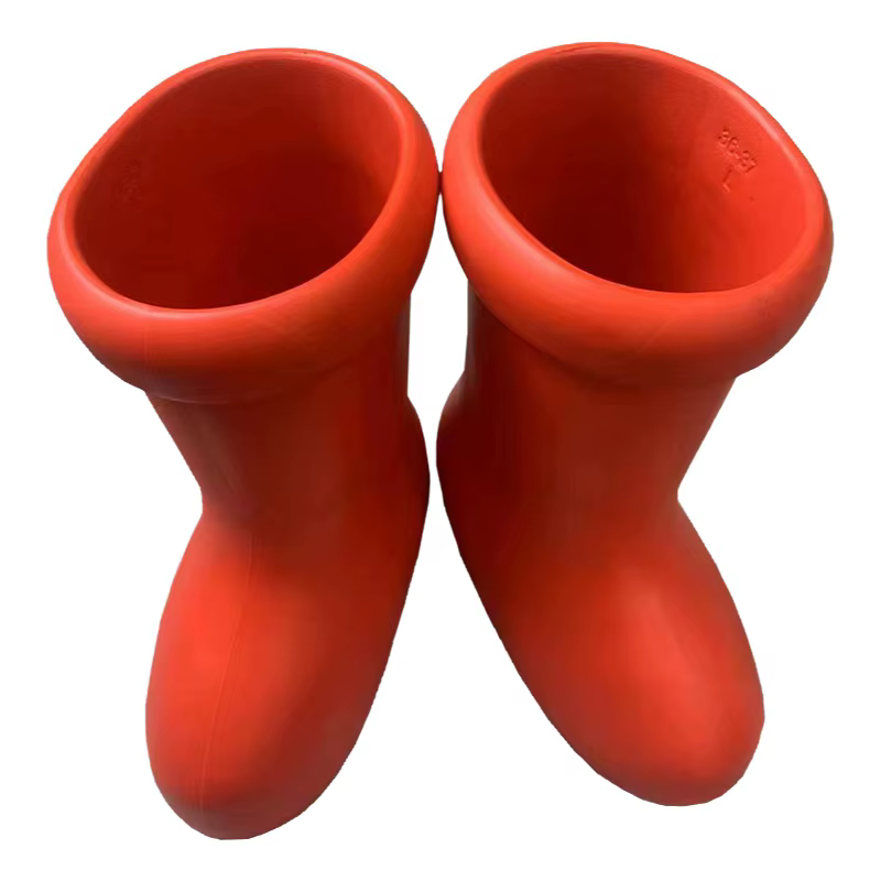 Nouvelles bottes de pluie Atomo à tige haute, antidérapantes, chaussures rouges tendance, unisexe, confortables, à semelle épaisse, talon moyen, couleur unie