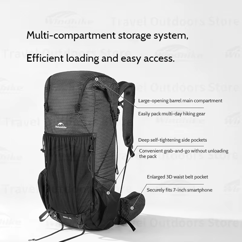 Naturehike Rock 2.0 Sac À Dos pour Randonnée En Plein Air Voyage Sport 30L 45L 60L Loisirs Alpinisme Escalade Sac Léger