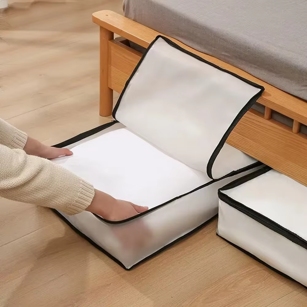 Sac de rangement semi-transparent en PEVA pour couettes et vêtements