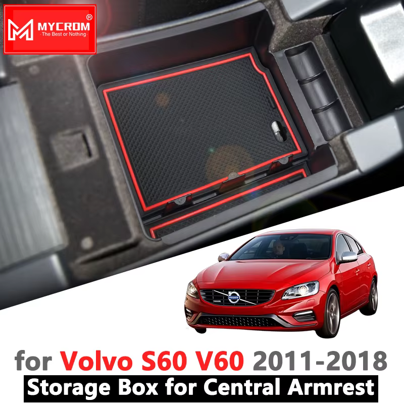 Boîte de rangement pour accoudoir de voiture, sac pour Volvo S60, accessoires V60, 2011 ~ 2018, 2015, 2016, 2017