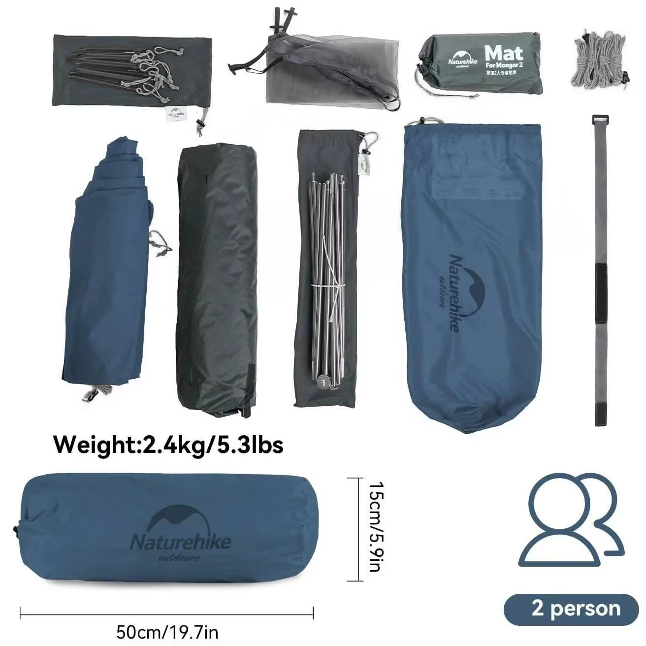 Naturehike Mongar – tente de randonnée pour 2 personnes