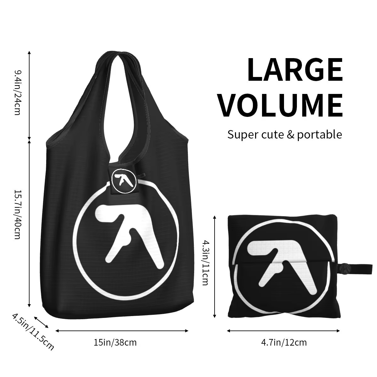 Sacs de courses réutilisables Aphex Twin pour épicerie, sacs d'épicerie pliables, grands sacs fourre-tout lavables et robustes