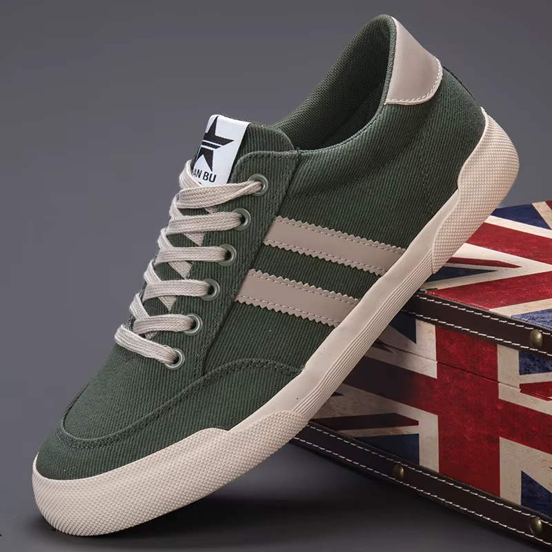 Chaud rétro vert vulcaniser chaussures hommes respirant loisirs