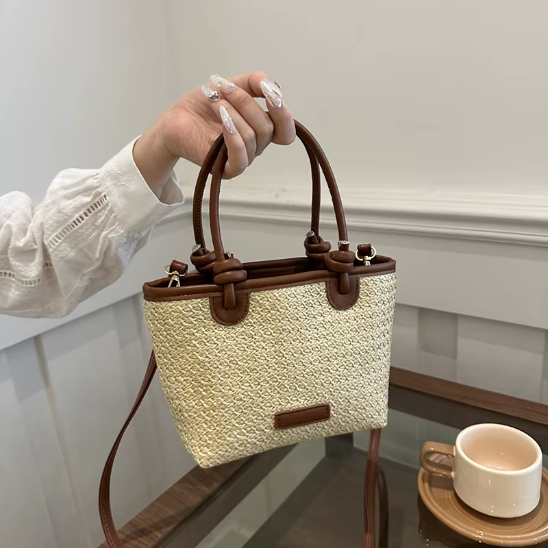 Sac en paille tressé fait main grande capacité, sac à bandoulière en rotin, sacs fourre-tout, grands sacs à main pour l'été, la plage, femmes et filles