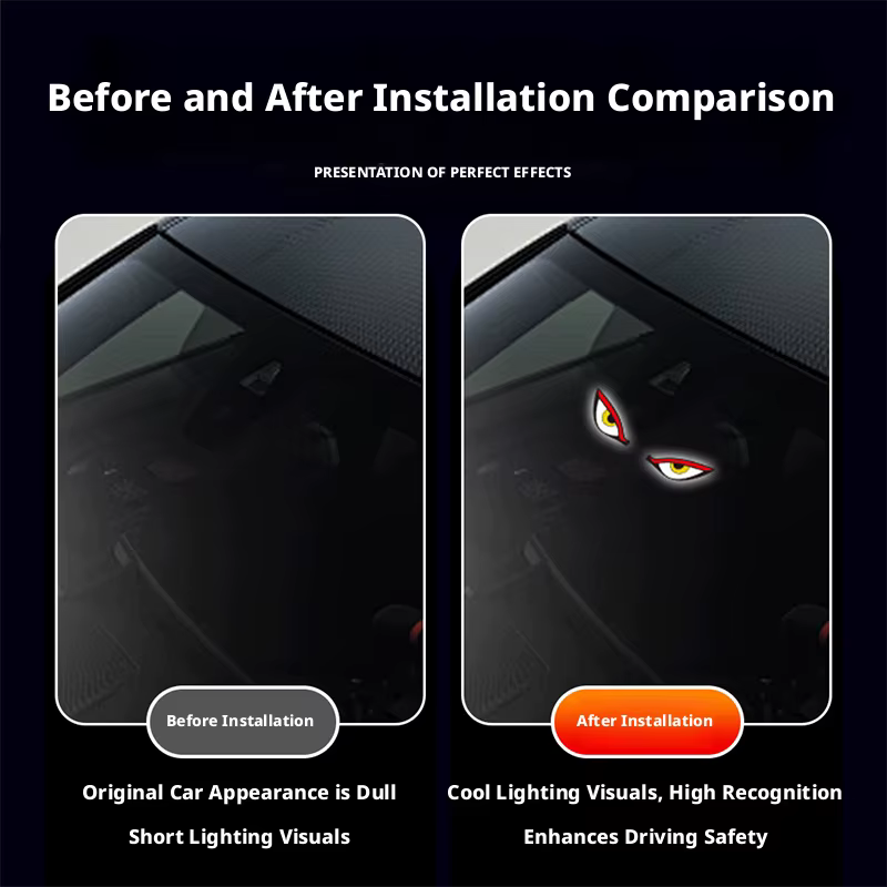 Lampe d'ambiance BLALION Car Cool EYE à énergie solaire, lumière néon respirante, décoration de voiture, lampe latérale pour pare-brise arrière, accessoires de voiture