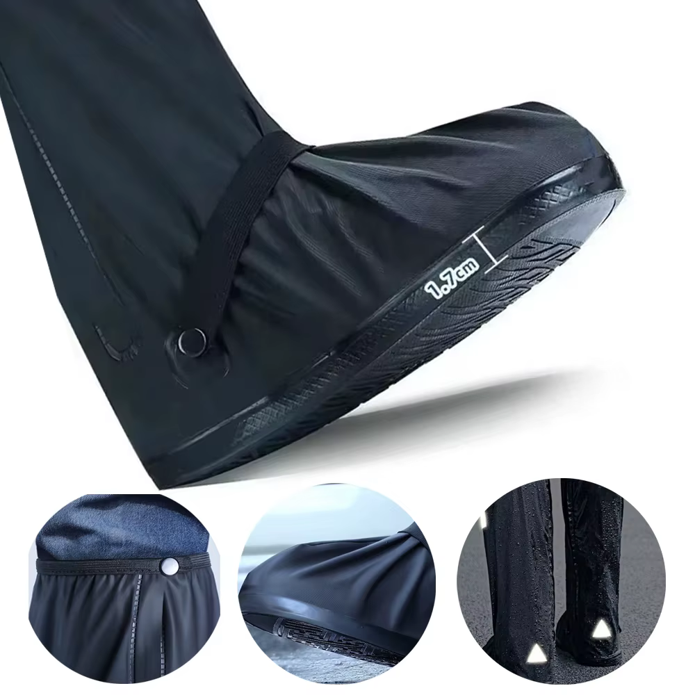 Couvre-chaussures de pluie imperméables à tige haute avec réflecteur