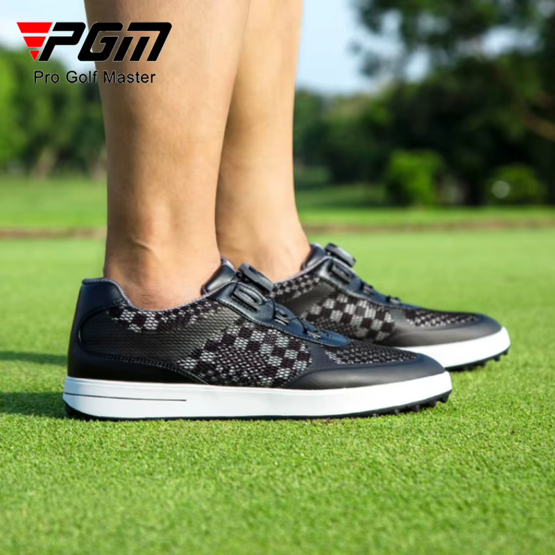 PGM – chaussures de Golf pour hommes, lacets à bouton, antidérapantes, imperméables, chaussures de sport, baskets noires XZ224