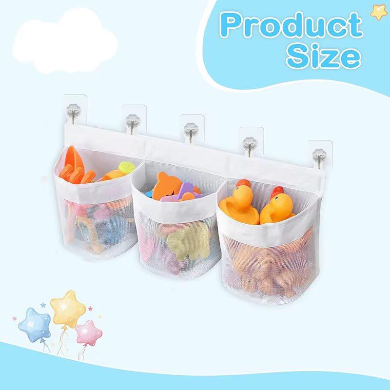 Sac de rangement pour salle de bain, sac mural multi-compartiments de grande capacité pour jouets, sac en maille imperméable, respirant et anti-moisissure