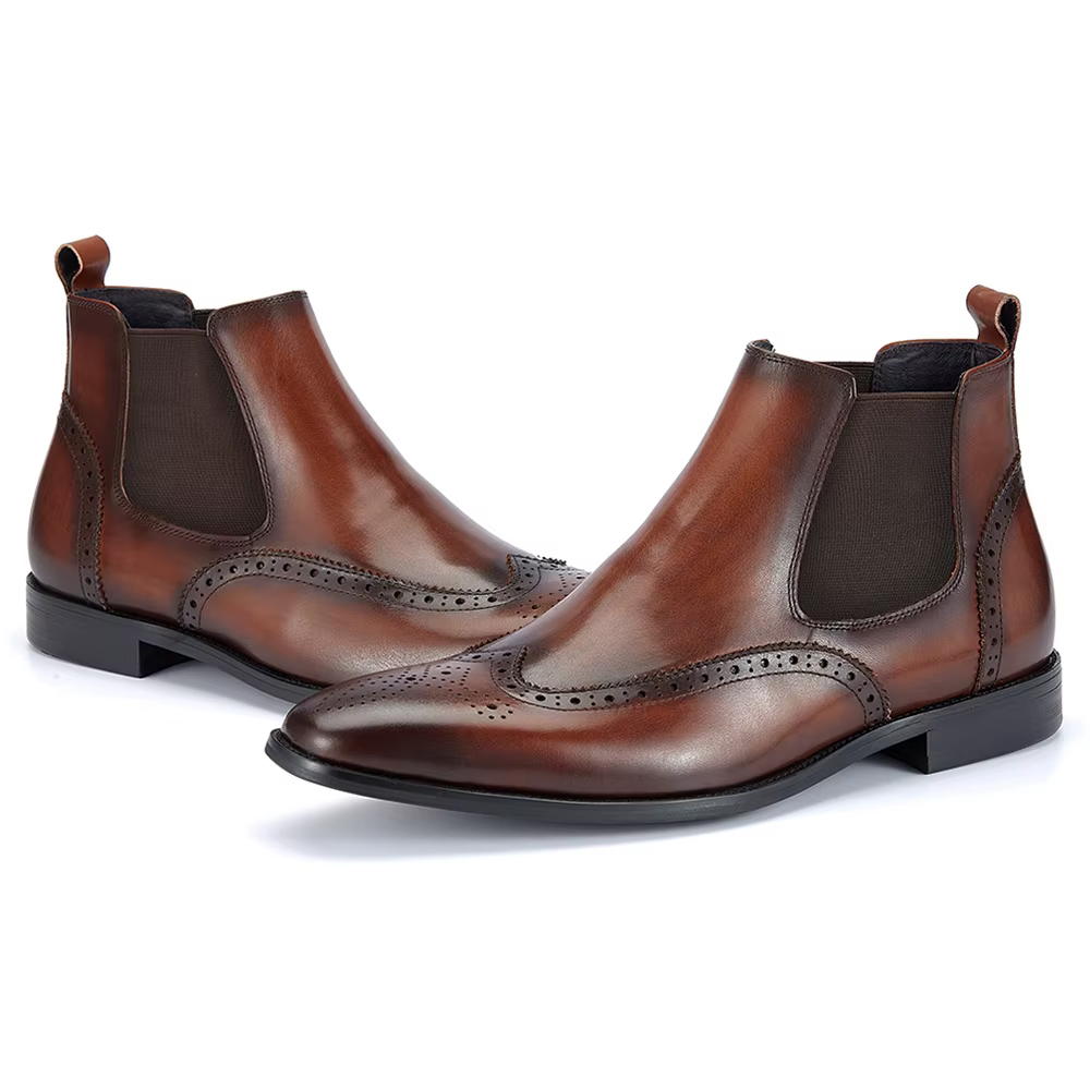 Bottines Chelsea en cuir véritable pour homme, bottines décontractées pour affaires