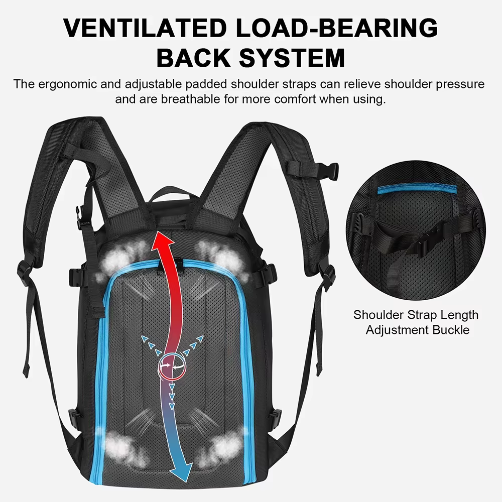 Sac à dos de voyage pour bottes de ski 50L grande capacité imperméable pour bottes de snowboard, casque, lunettes, support pour skis, séparation sec/humide