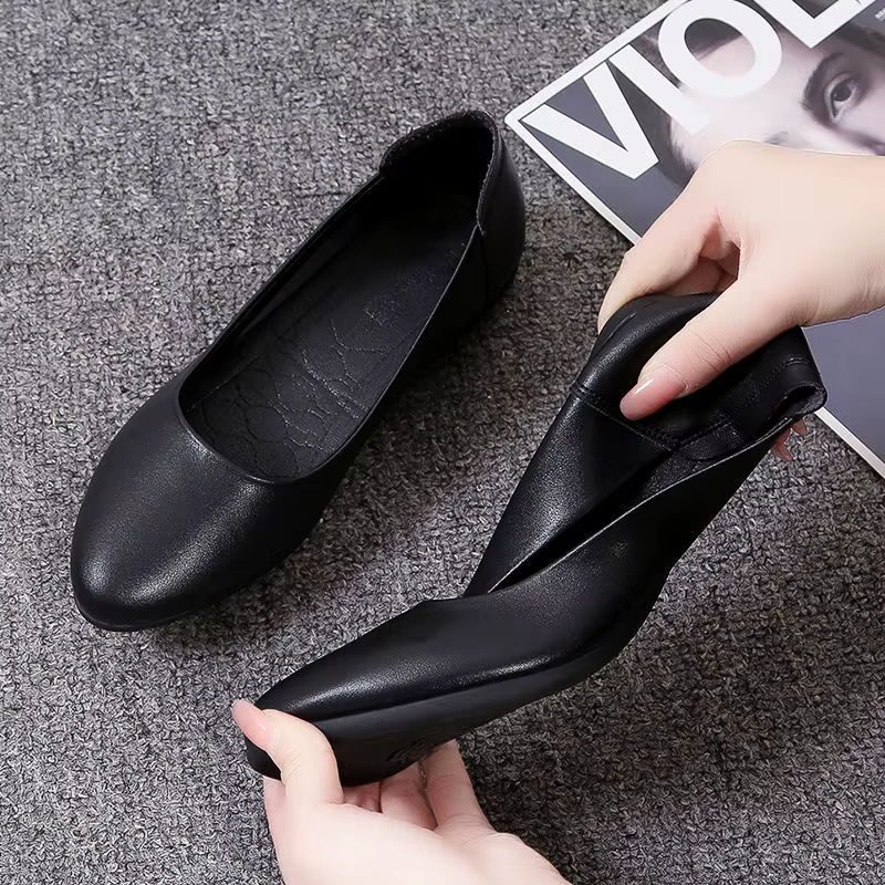 Talon compensé bout pointu bas élégant noir chaussures pour femmes 2025 dames chaussures d'été robe prix confortable avec remise