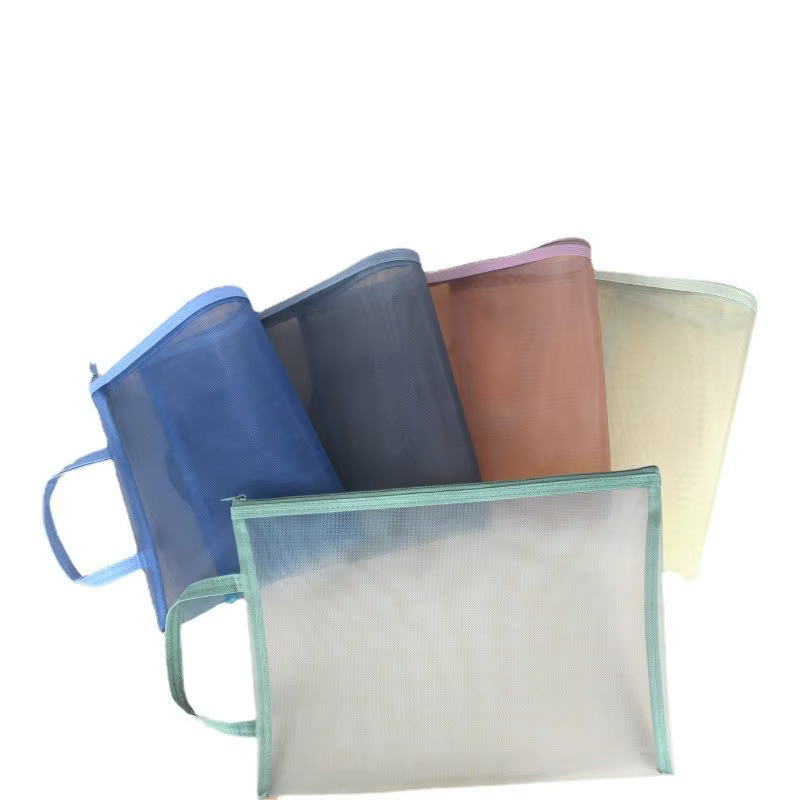 Sac à factures A4 Morandi, sac en maille transparente avec fermeture éclair, sac de rangement pour documents, papeterie, adapté aux fournitures scolaires et de bureau pour étudiants