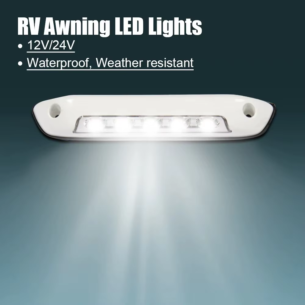 Lumière d'auvent LED pour remorque de Van RV, porche extérieur étanche 12V/24V et applique murale intérieure pour caravane et camping-car