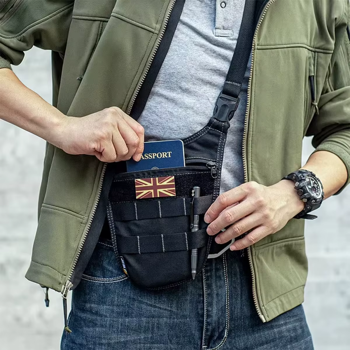 Sac à bandoulière tactique sous les bras pour hommes, Agent caché Molle, sacs à bandoulière de Combat, portefeuille de voyage en plein air, clé de téléphone, Pack antivol