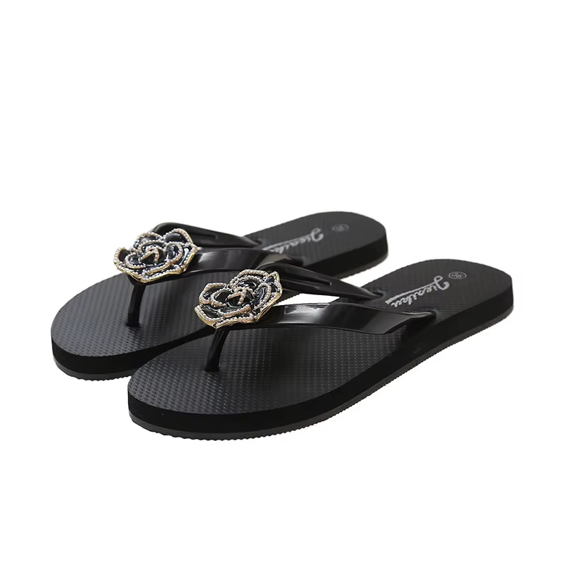 Femmes camélia tongs chaussures noir plat chaussures de plage décontractées été Peep orteil confort en plein air marche sandale Chanclas Mujer