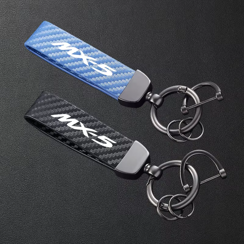 Porte-clés de voiture en cuir texturé en Fiber de carbone