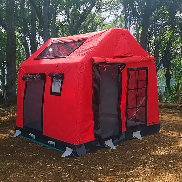 Tente de camping gonflable légère rouge pour aventures en plein air