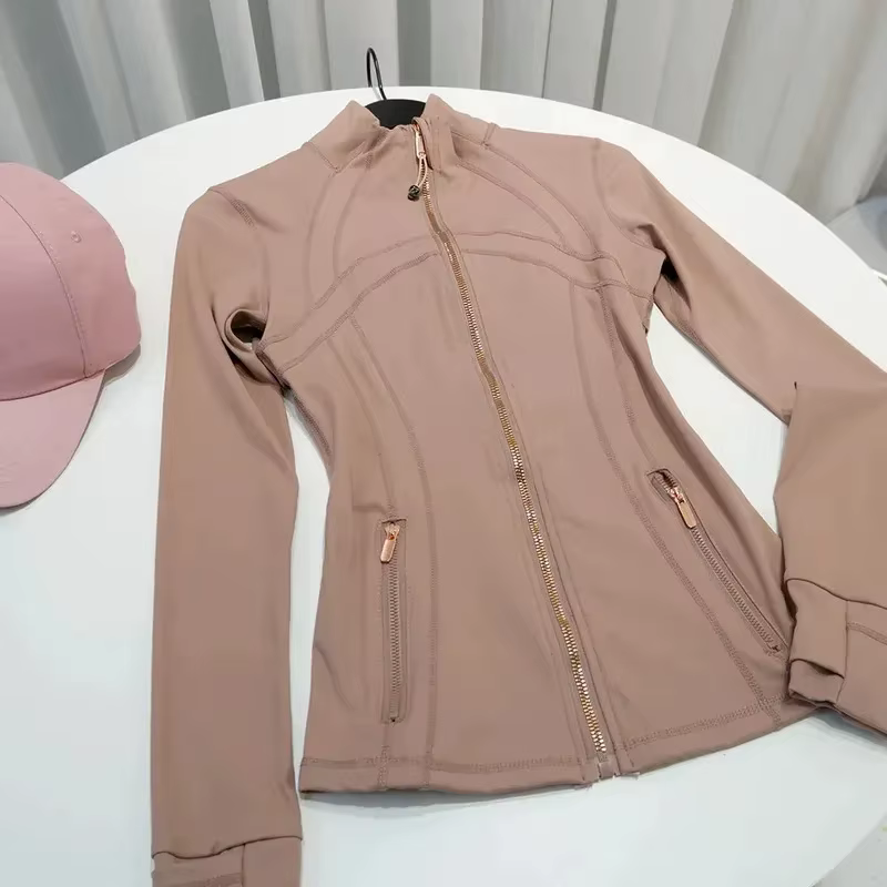Veste Rose Gold Troisième Génération Sans Maille Coupe Slim Fine Sport Fitness Yoga Col Montant Vêtement d'extérieur pour Femme