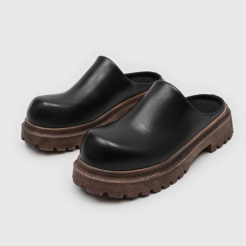 Chaussures en cuir pour hommes à bout rond