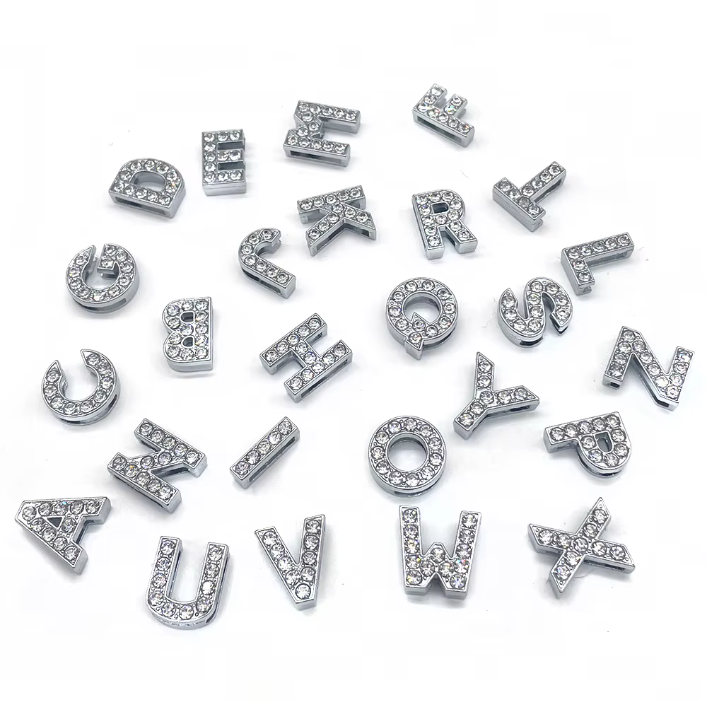 Lettres métalliques pour chaussures, 1 pièce, accessoires de jardin, strass brillants, décorations de chaussures pour cadeaux de noël