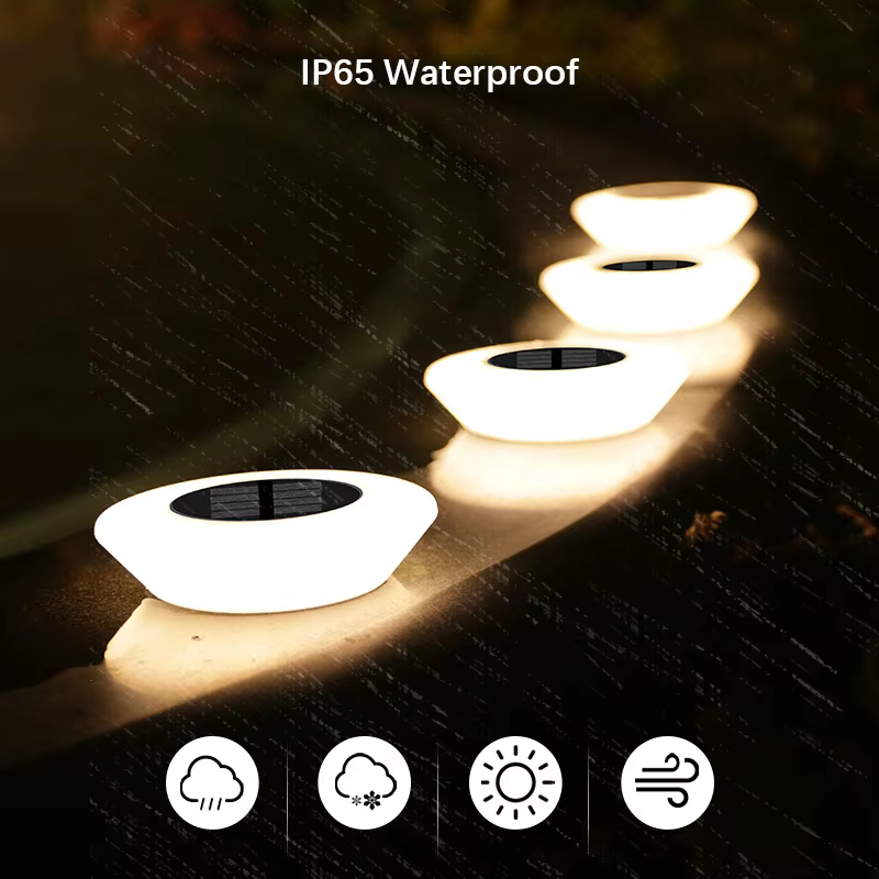 Paquet de 1/4 lumières au sol solaires, lumière de paysage extérieure étanche 14LED, lampe de pelouse LED, pour jardin, allée, cour, terrasse, Camping, décor