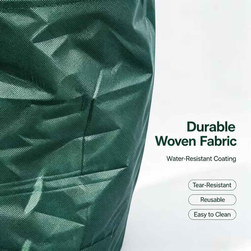 Sac de Jardin Tissé pour Déchets, Sac à Feuilles Imperméable Pliable, Sacs de Jardin Renforcés avec Poignées 120L 300L 500L pour Pelouse, Herbe, Feuilles et Débris