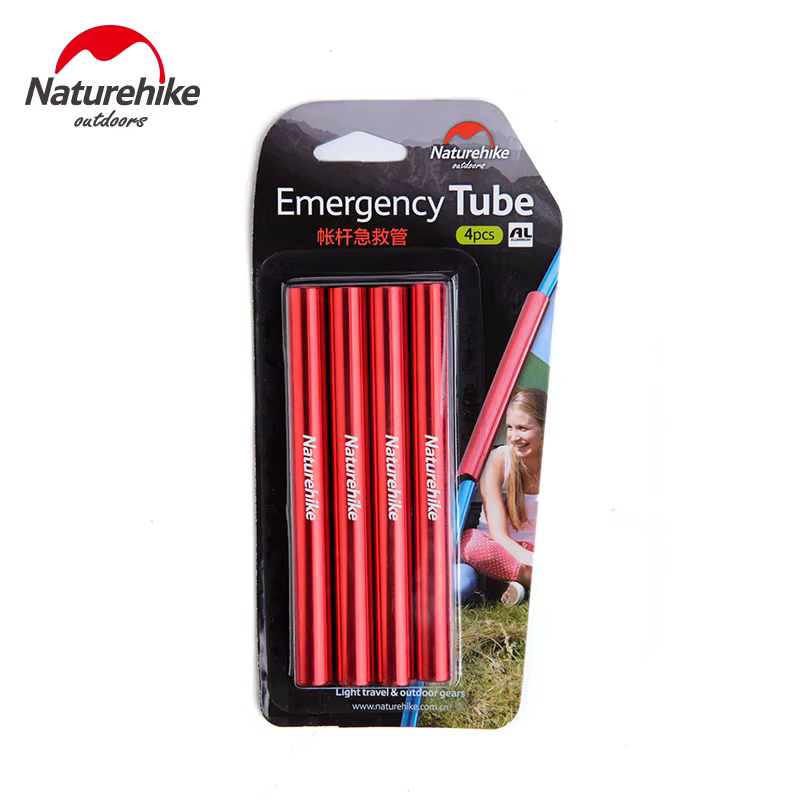 NatureHike 4 pièces Tube de réparation pour poteau de tente en alliage d'aluminium rouge, accessoires de camping en plein air, tube de réparation pour tige unique, adapté