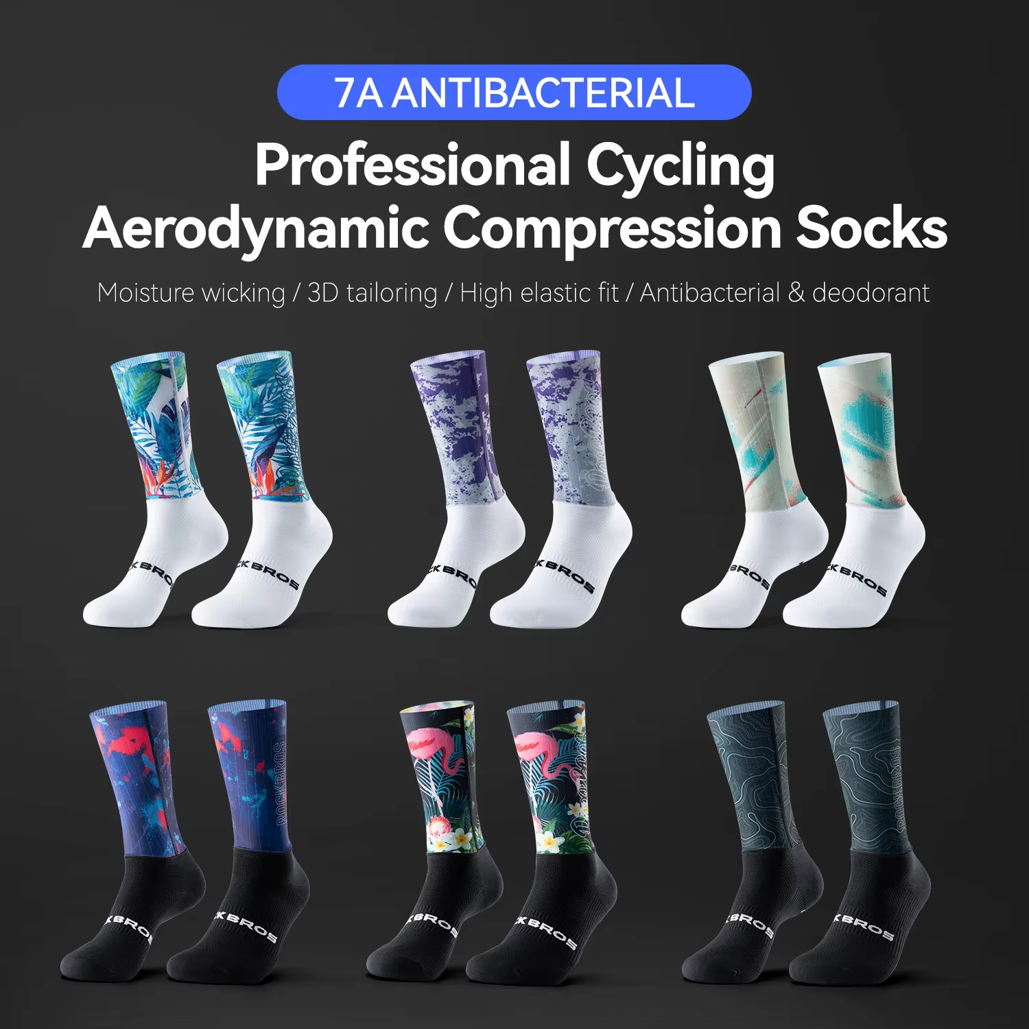 Chaussettes de cyclisme ROCKBROS respirantes, absorbant les chocs, chaussettes de compression aérodynamiques pour le cyclisme, coupe 3D, chaussettes de cyclisme hautement élastiques