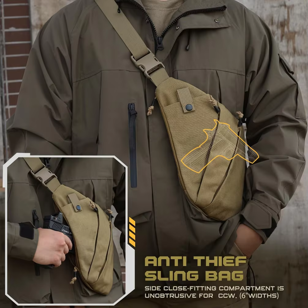 Sac tactique de transport dissimulé pour arme à feu - Holster pour pistolet à tir droit avec conception antivol