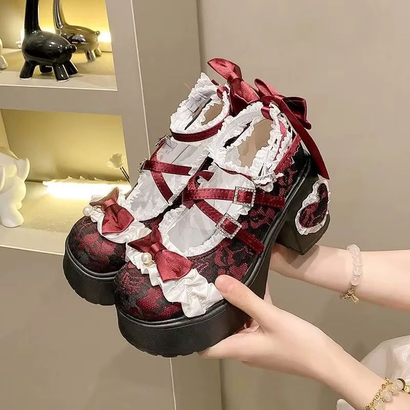 Chaussures Ele Lace Princ Mary Janes à bout rond pour femmes