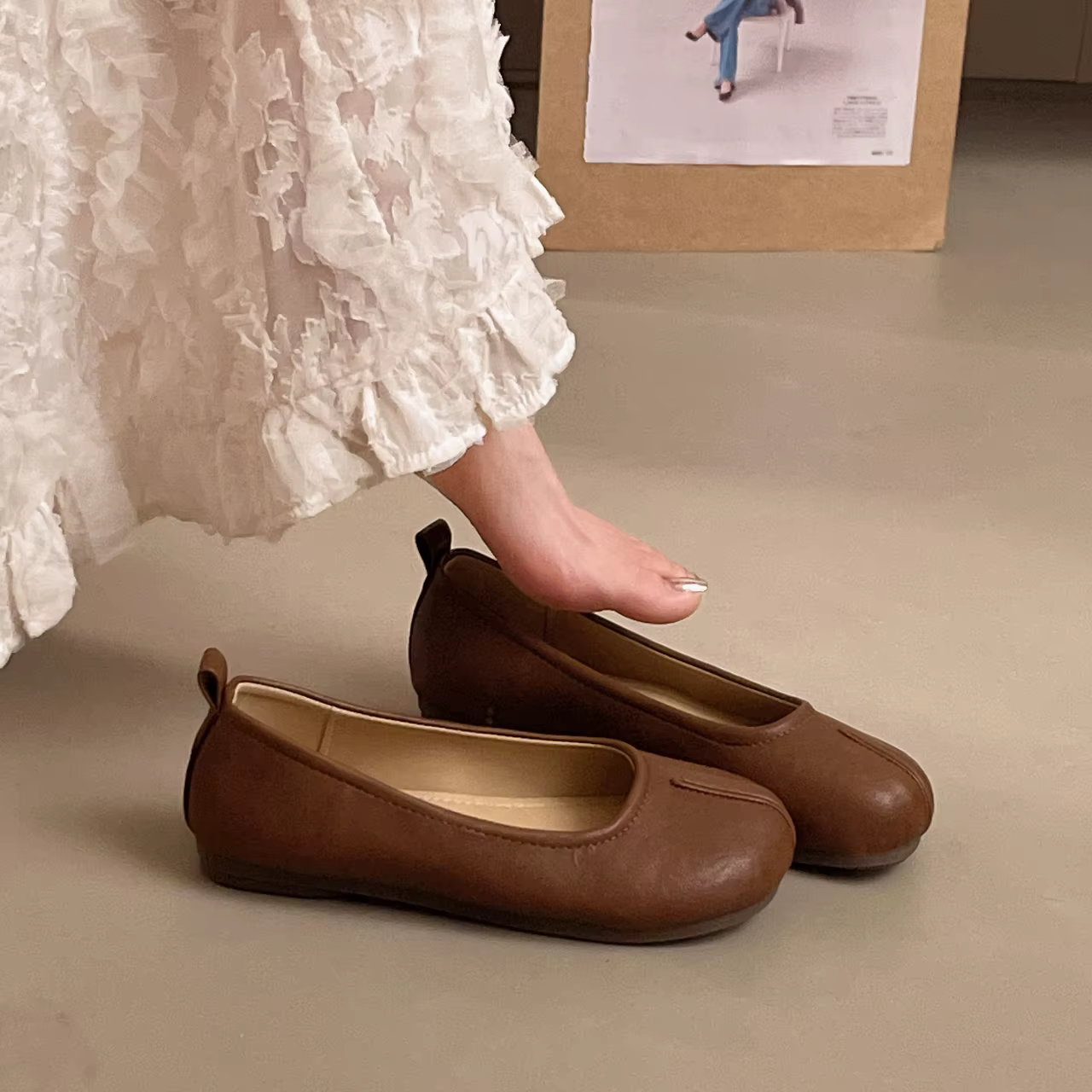 Nouvelles Chaussures Plates pour Femmes, Ballerines Souples, Mocassins Décontractés à Enfiler, Chaussures Basses pour Dames 1202