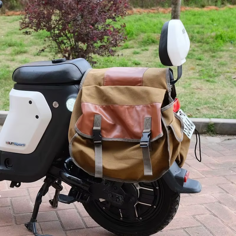 Sac de moto rétro en toile résistante à l'usure