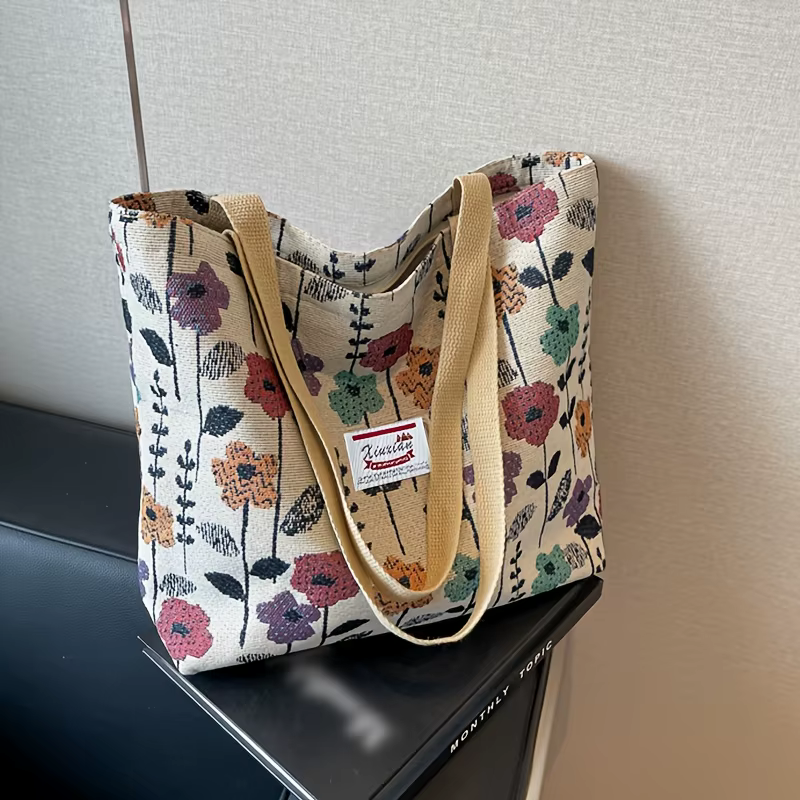 1 sac à main bohème tendance, un élégant sac à main violet à fleurs avec fermeture à glissière, adapté aux sorties, aux trajets domicile-travail ou à un usage quotidien.
