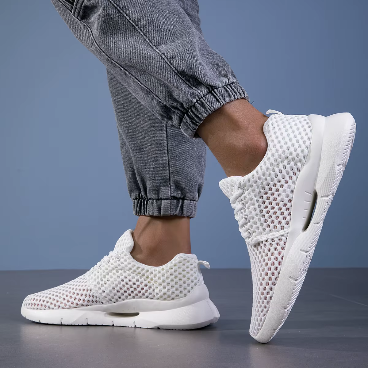 Nouvelles chaussures en maille blanche pour hommes respirant été léger randonnée