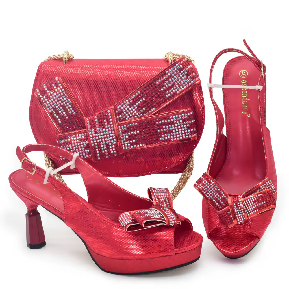 Magnifiques ensembles de chaussures et sacs italiens pour soirée, avec pierres, sacs à main en cuir italien assortis aux sacs! 1-1