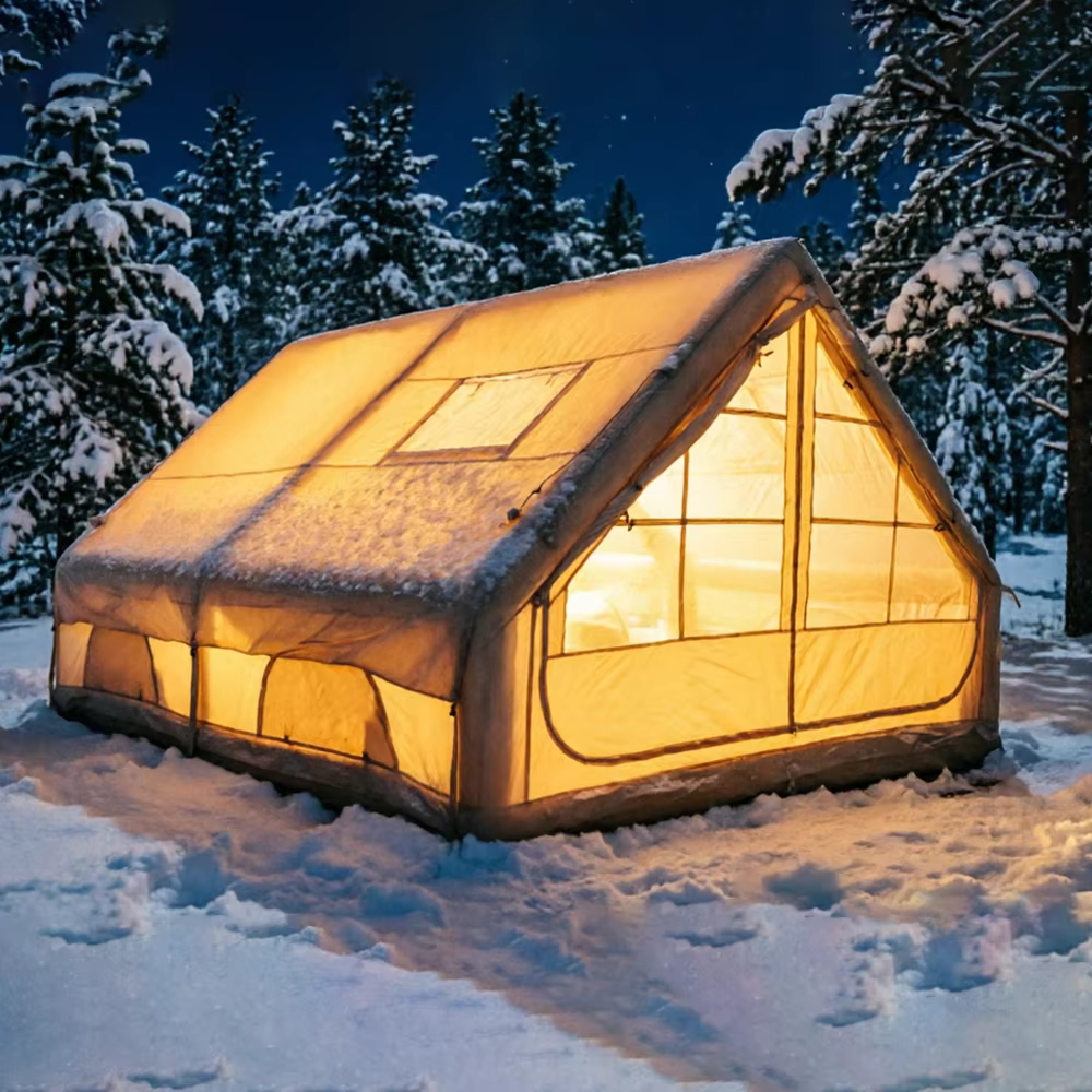 12 ㎡ Grande tente de camping gonflable pour 4 à 8 personnes avec fenêtres
