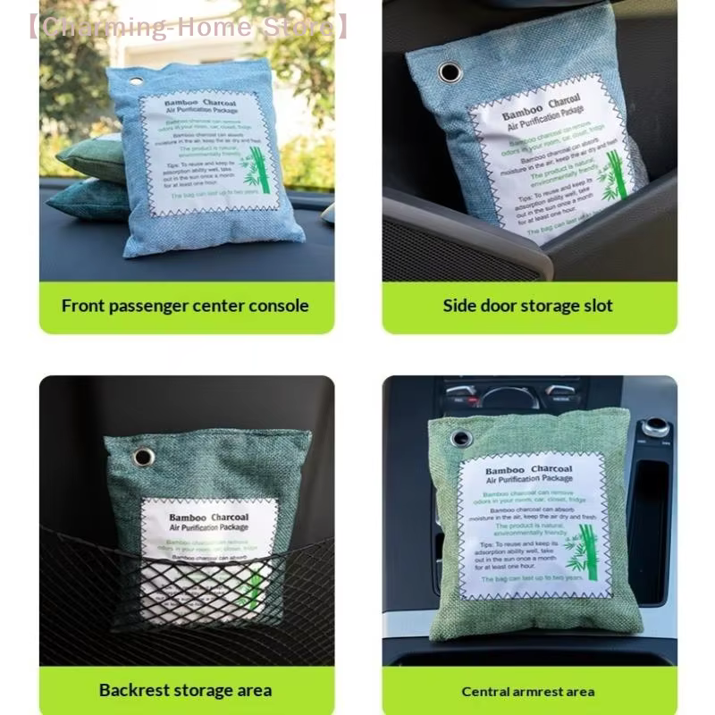 【M】Sacs de charbon actif 200g, déshumidificateur d'air pour voiture, charbon actif de bambou, désodorisant pour la maison, la voiture, les animaux domestiques, la salle de bain, le sous-sol