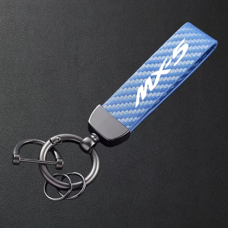 Porte-clés de voiture en cuir texturé en Fiber de carbone