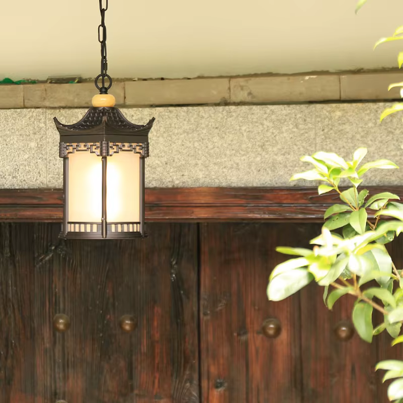 Lustre vintage en verre, suspension extérieure en forme de boule, lampe suspendue pour balcon, étanche, en aluminium, ampoule E27, pour jardin et loft