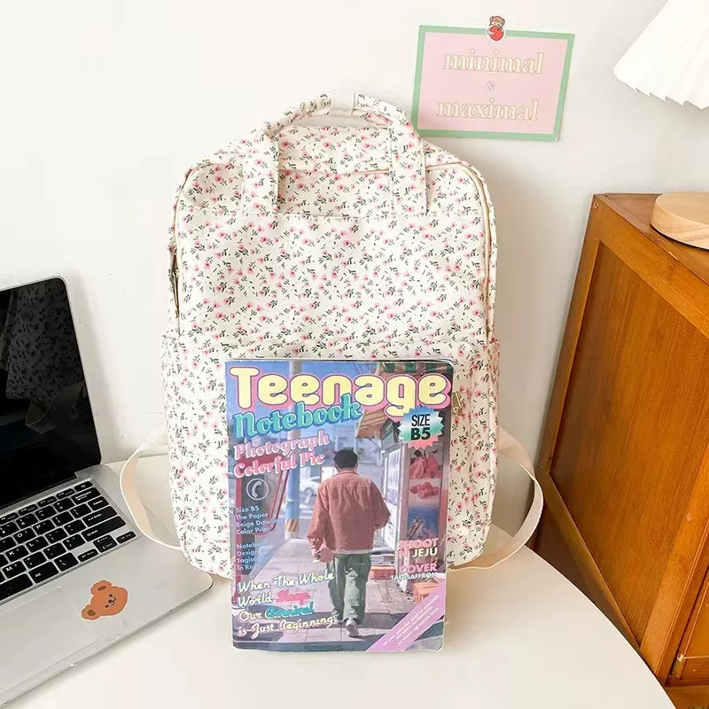 Petit sac à dos floral d'art littéraire personnalisé – Style académie japonaise