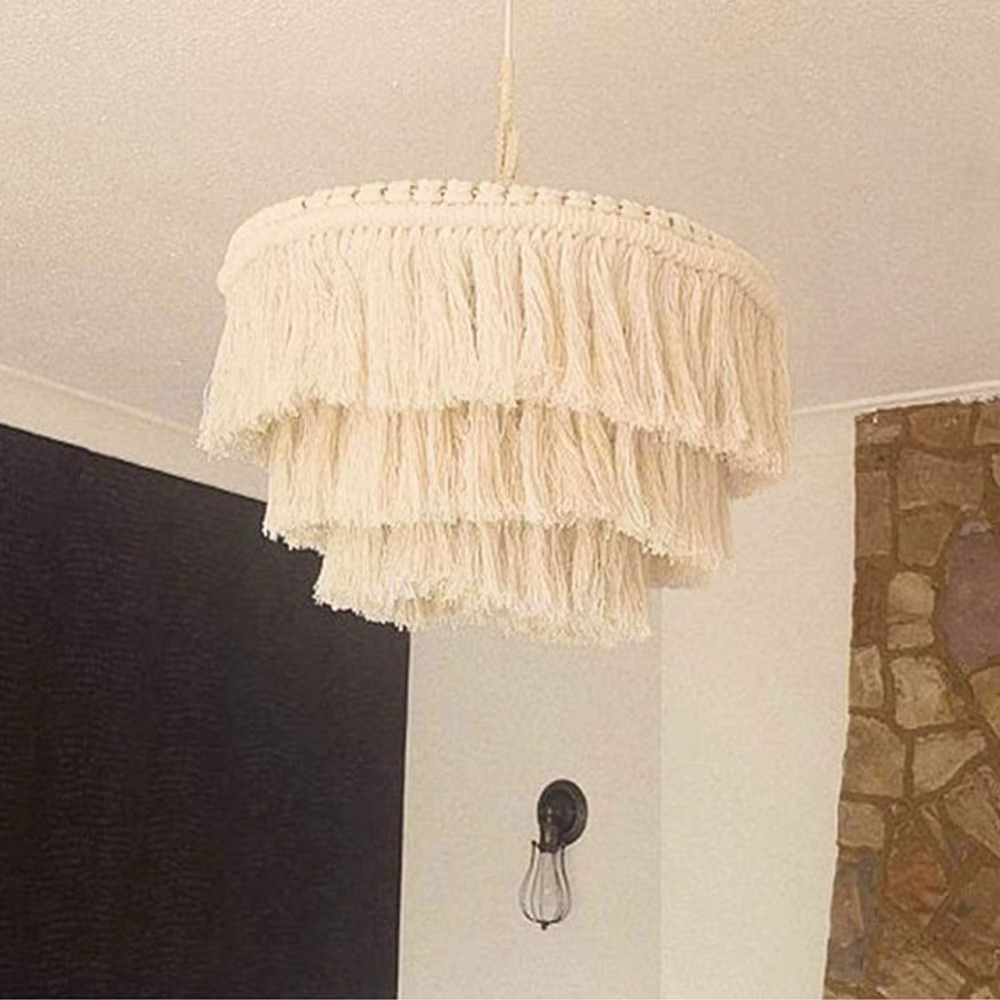Abat-jour en macramé tissé à la main