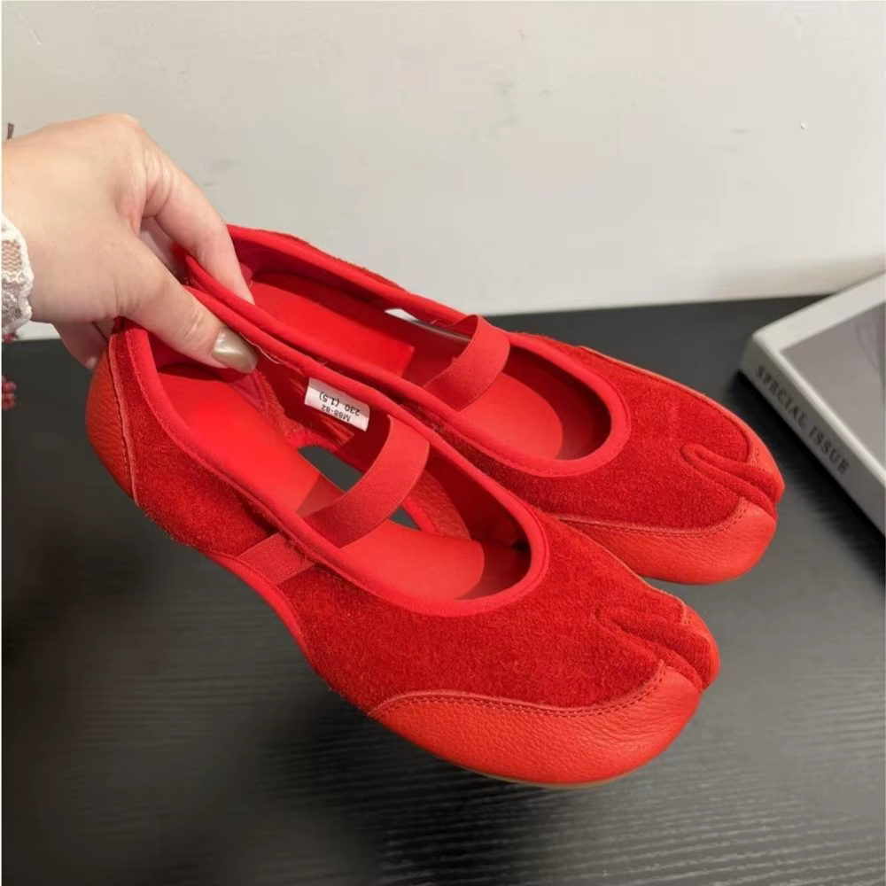 Femmes sandales bout fendu Ballet chaussures de danse femme été Tabi creux appartements mocassins Zapatos Mujer daim peu profond marche Sneaker