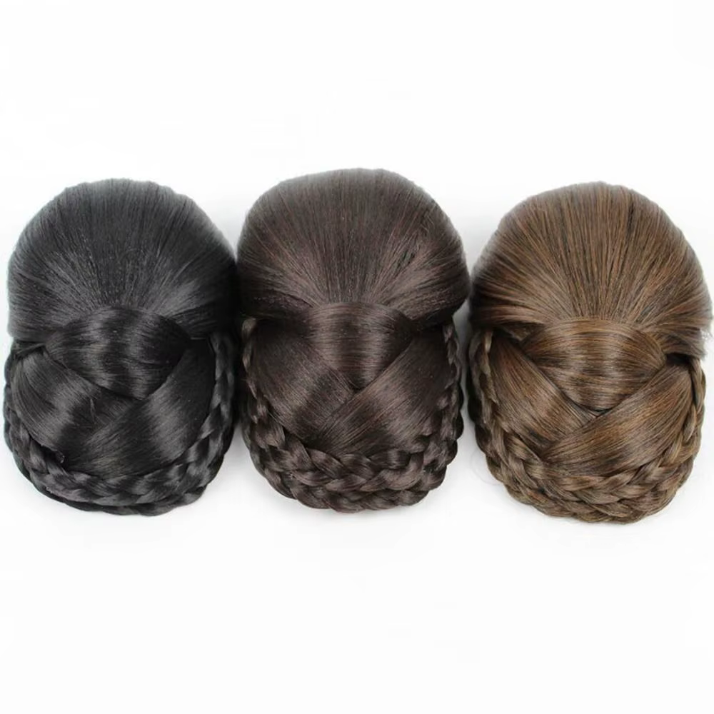 Extension de cheveux naturels pour femmes, faux chignon, chignon tressé, postiche de mariée, accessoires pour filles, Hanfu