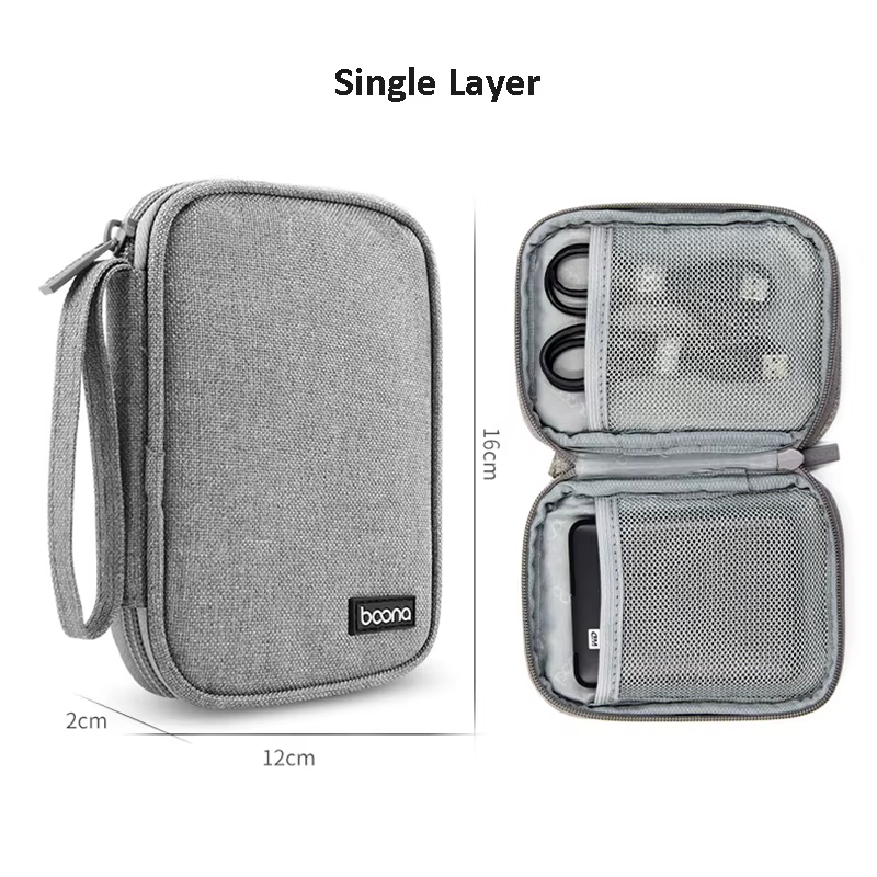 Étui pour double disque dur, double couche, sac de transport pour disque externe de 2,5 pouces, pour organiser les disques durs et les accessoires électroniques