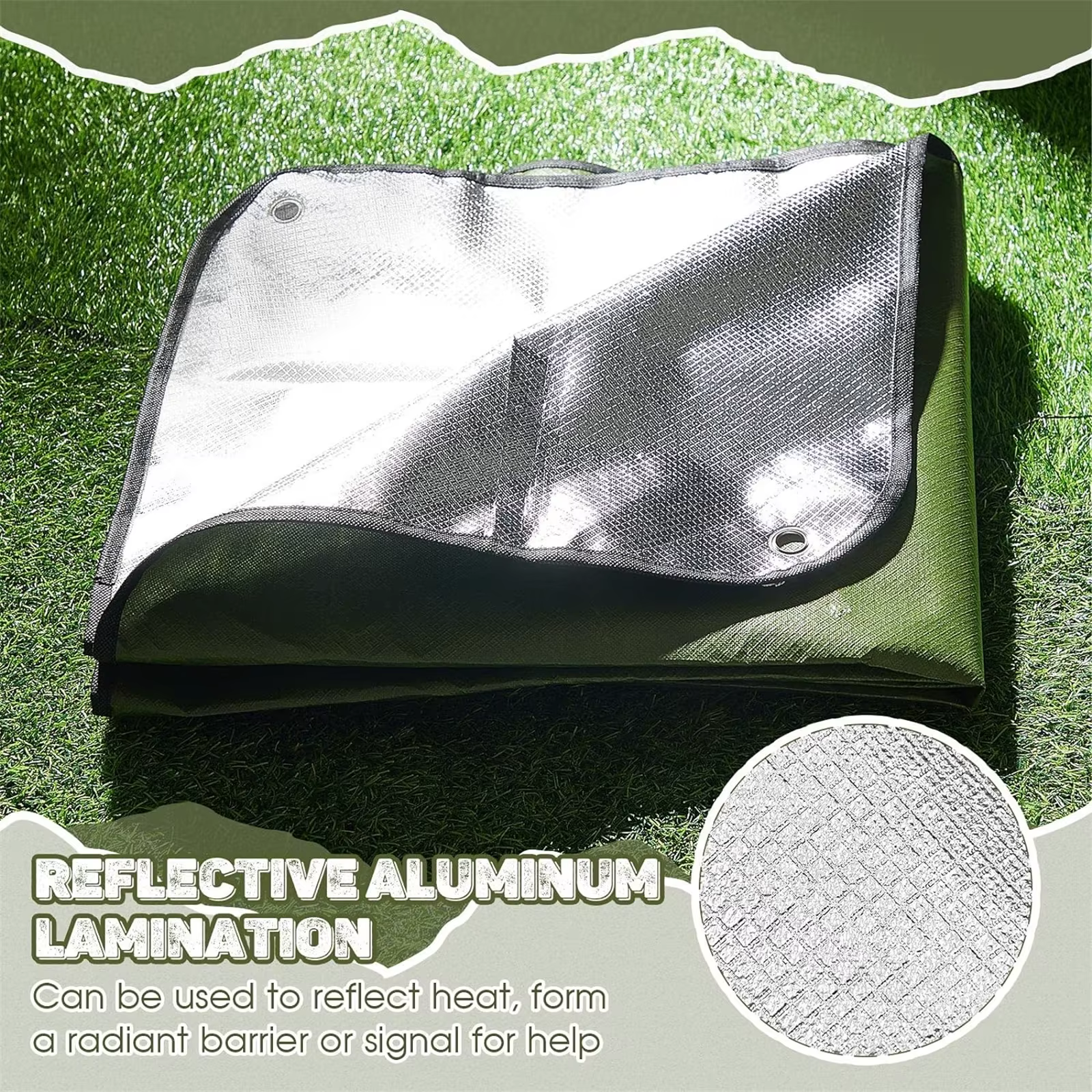 Couverture de survie robuste – Bâche thermique réfléchissante isolée.