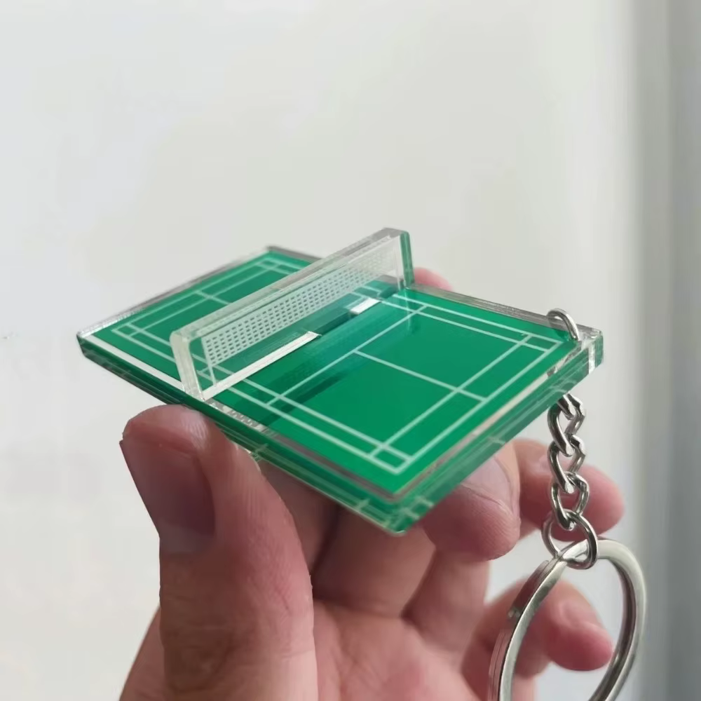 Porte-clés de Tennis de Badminton en acrylique Double face, Mini porte-clés de sport 3D, pendentif de sac, porte-clés de voiture de Tennis de Table, cadeau Souvenir