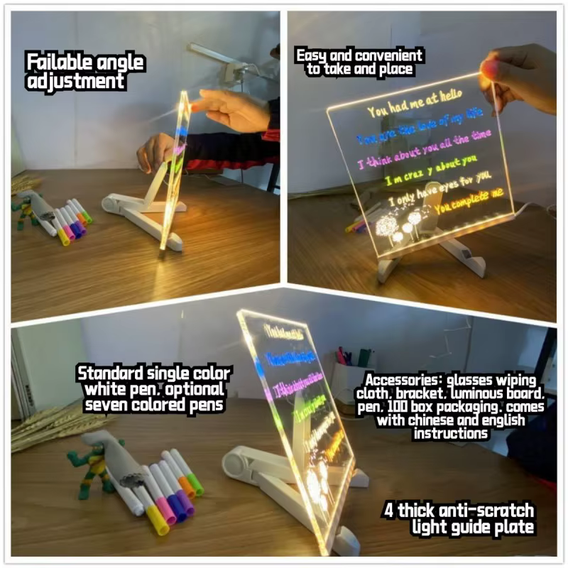 Lampe LED personnalisée, tableau de messages en acrylique, effaçable, USB, planche à dessin pour enfants, veilleuse de chambre à coucher, cadeau d'anniversaire pour enfants