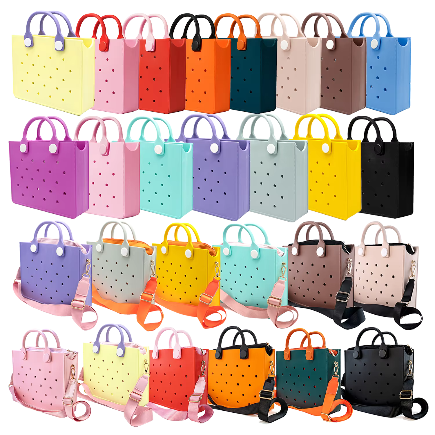 Le gars orange nouveau EVA décontracté brin étanche voyage sac fourre-tout femmes mode perforé sac à main ajustement charmes sacs de plage en plein air