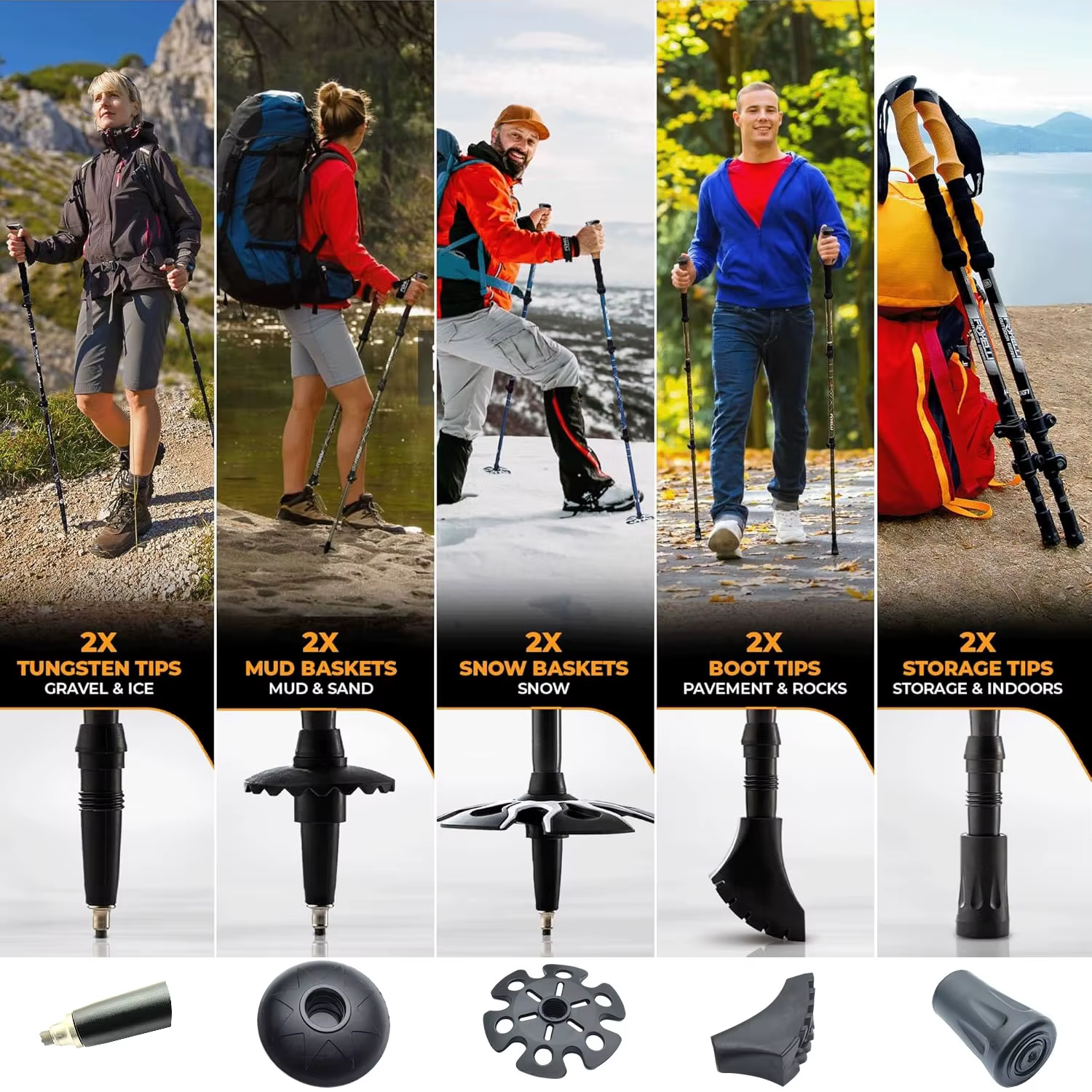 LIGHTEN UP ultraléger 2 pôles bâtons de Trekking carbone/aluminium