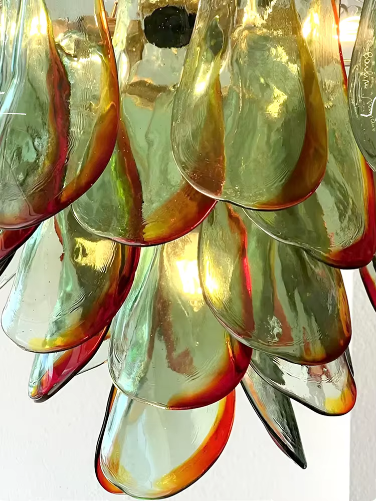 Lampe LED suspendue en forme de pétale de verre, design vintage, éclairage d'intérieur, luminaire décoratif de plafond, idéal pour une table à manger, art déco